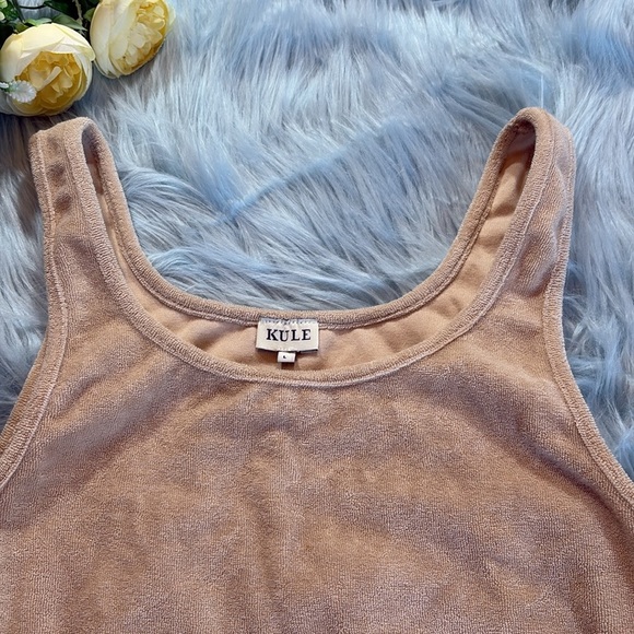 KULE Beige Terry Cloth Crop Tank sz L - Picture 3 of 8